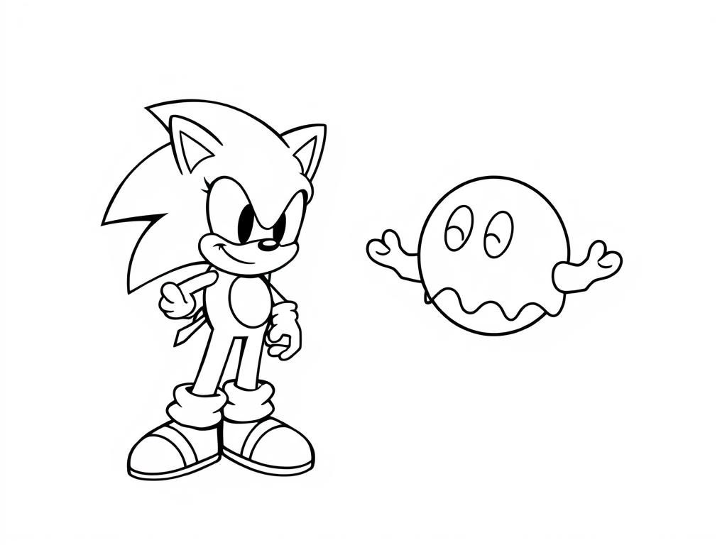 cool sonic and cool pacman with ghosts