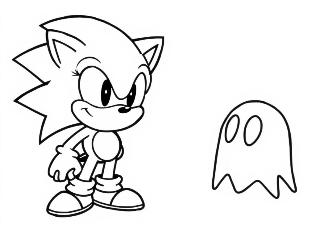 cool sonic and mr. pacman with ghosts