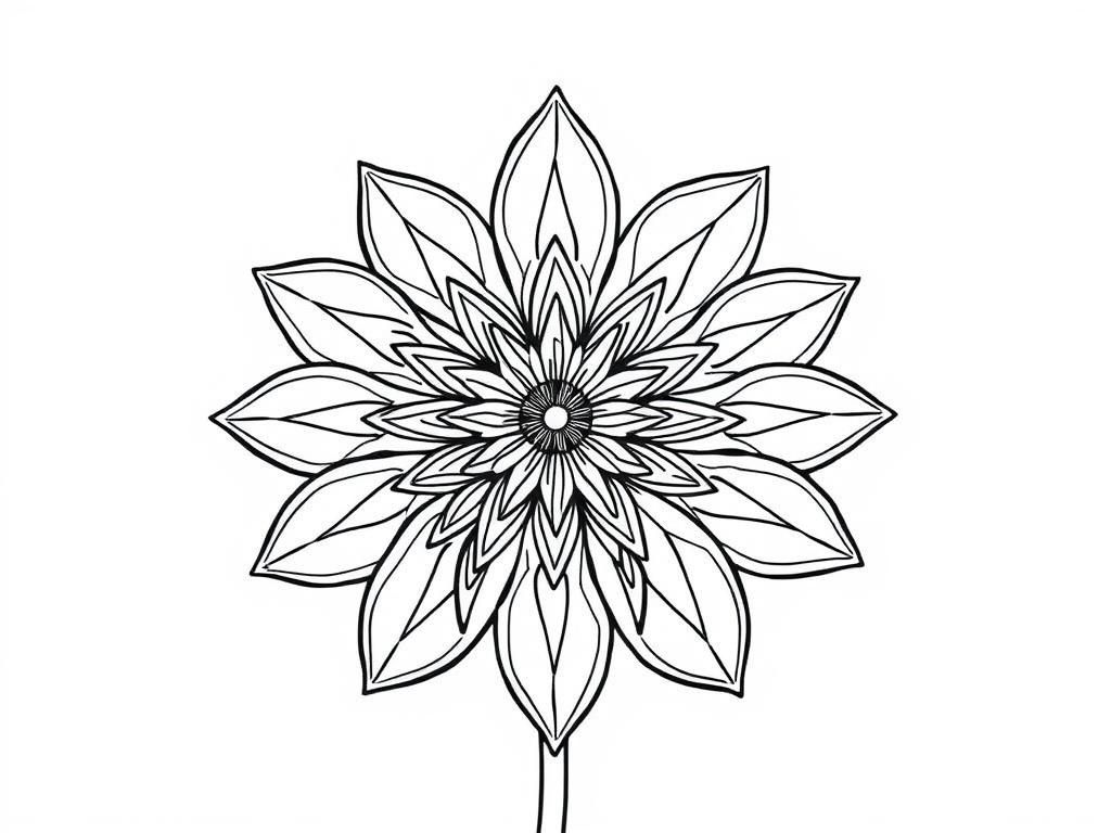 Flower Coloring Page: 13 Petal Delight