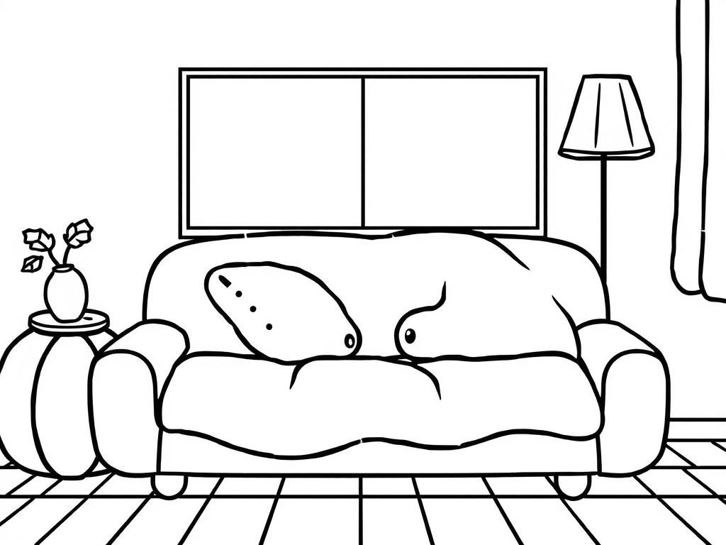 Gezellige woonkamer kleurplaat
