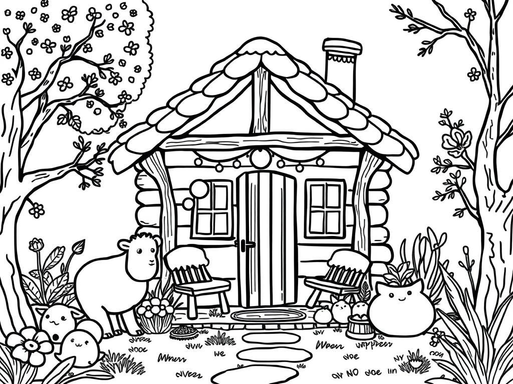 Cozy cottage looking in from outside just animals and nature
