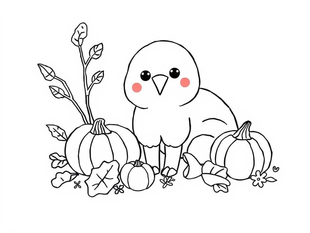 Fall Bird Coloring Page