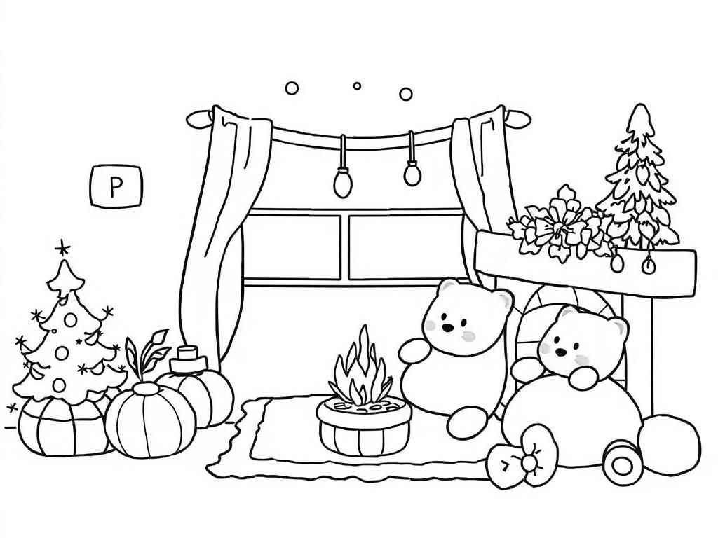 Gezellige winterberen kleurplaat