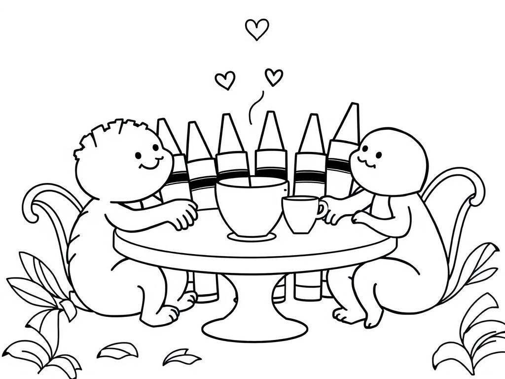 Cartoon Friends Coloring Page