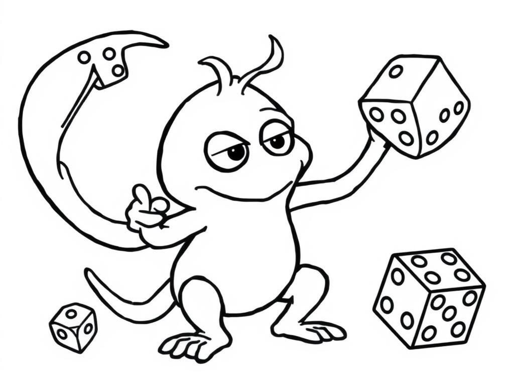 crazy board game player with dice cthullu