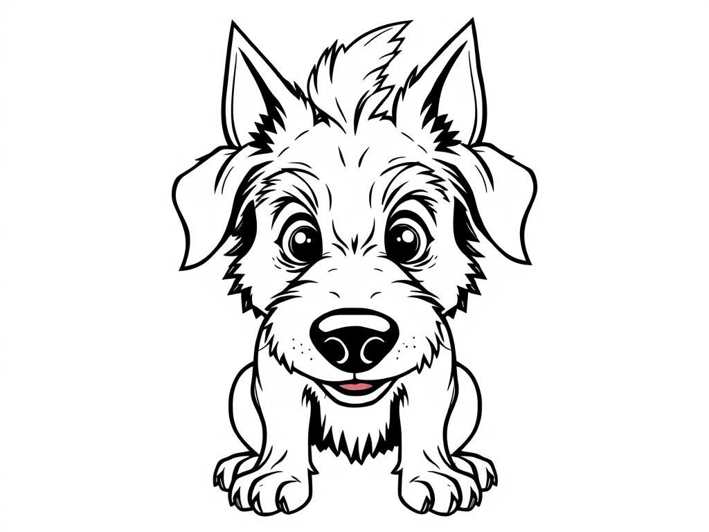 Coloring Page of a Happy Terrier Dog