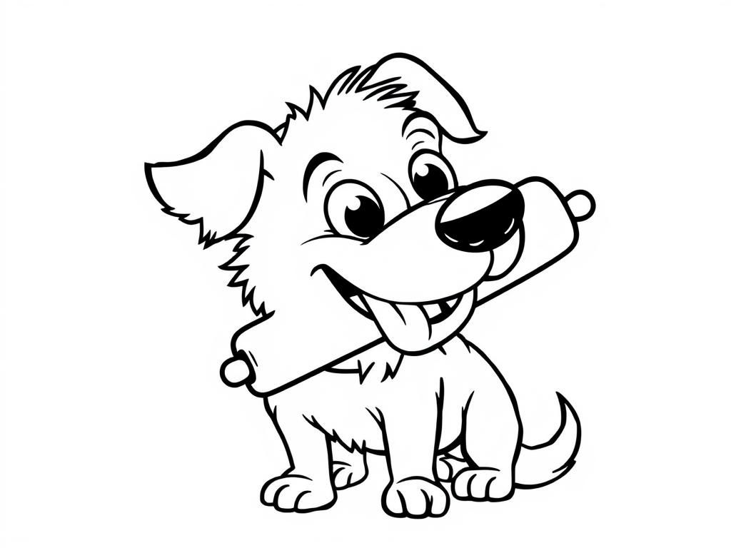 Coloring Page of a Happy Dog