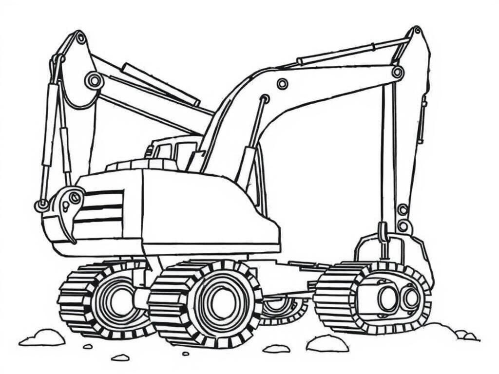 Excavator Coloring Page for Kids