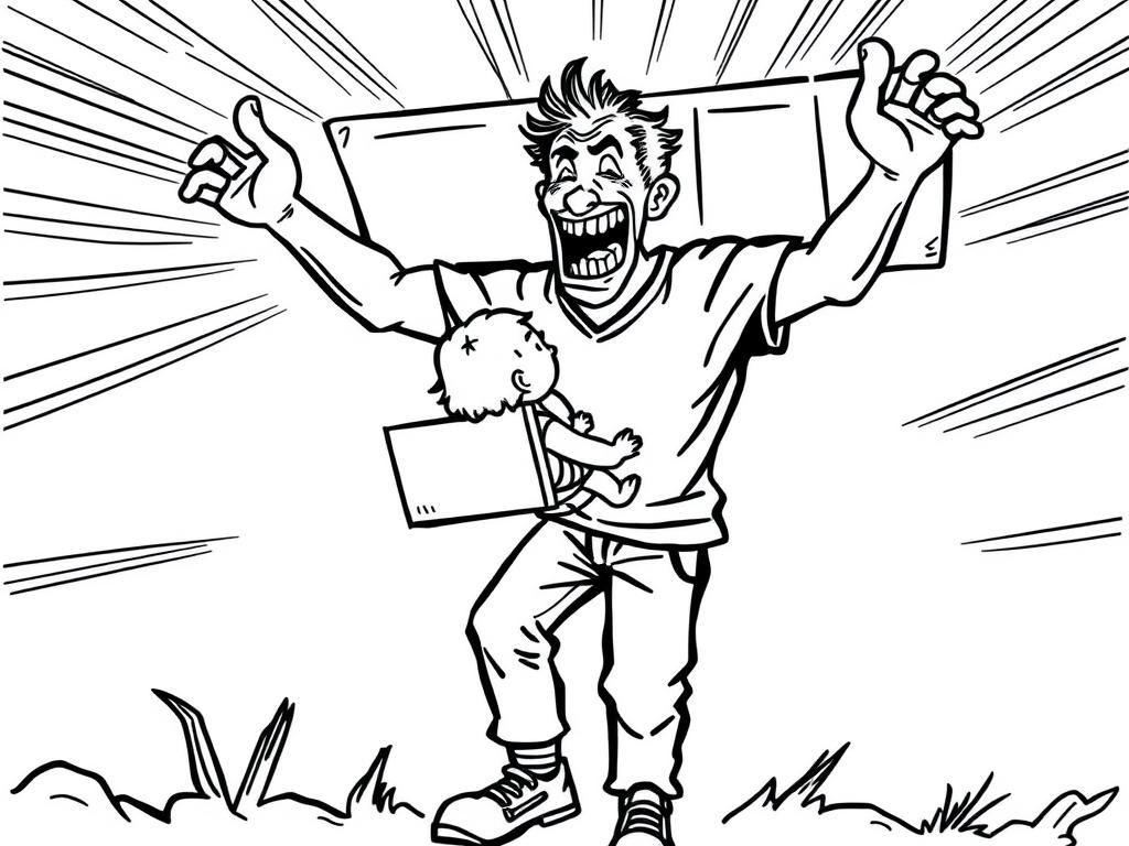 Crazy male man delivering kids