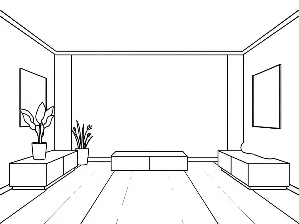 Modern Living Room Coloring Page