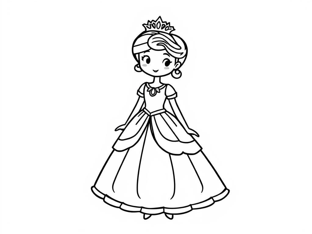 Coloring Page of a Beautiful Princess