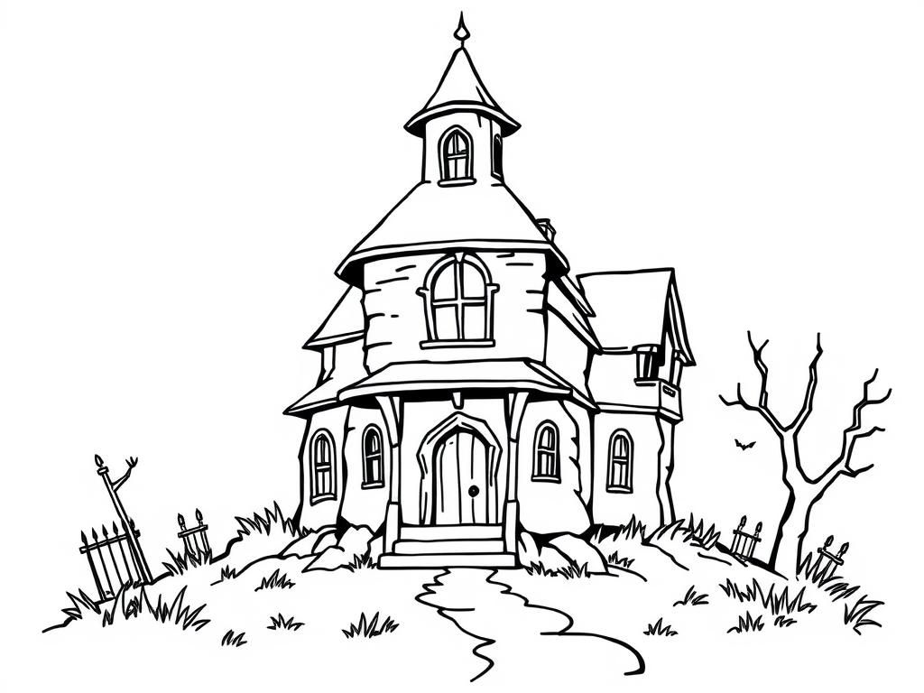 Haunted Mansion Coloring Page