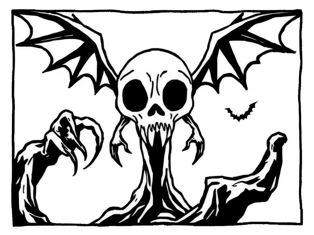 Dark Fantasy Monster Coloring Page