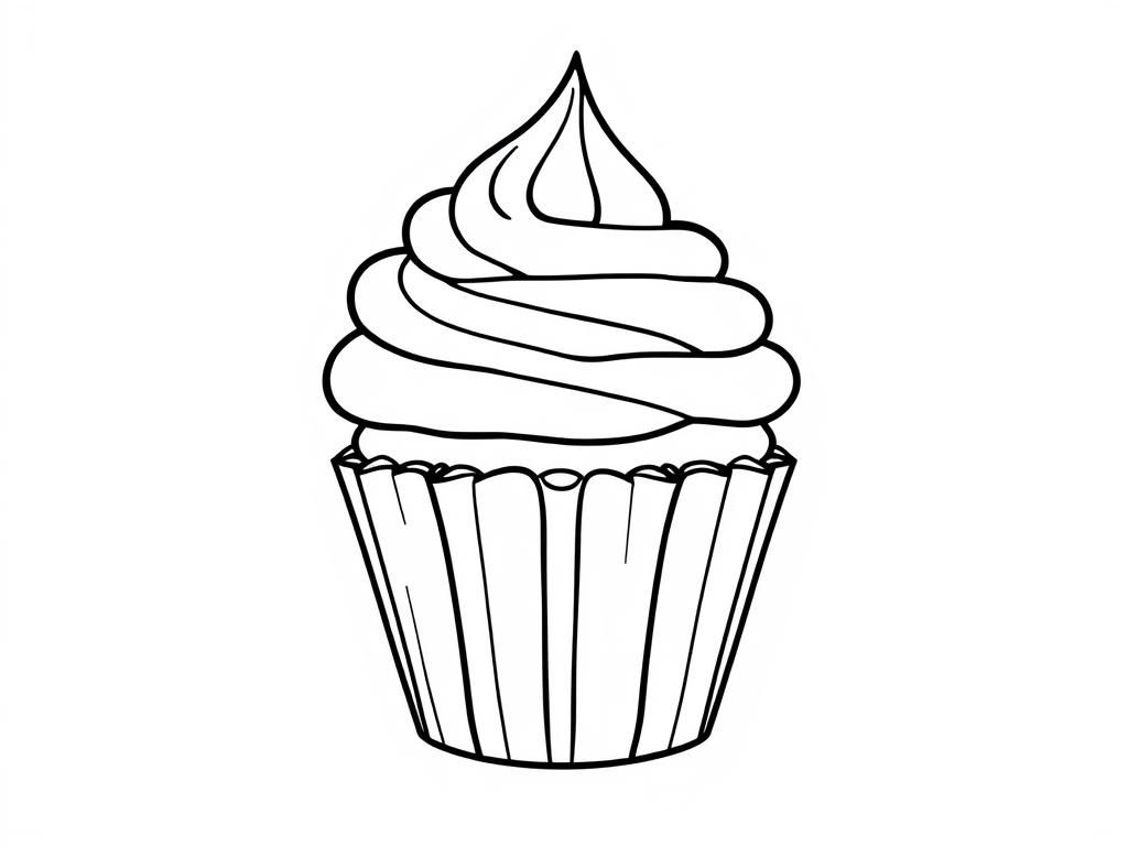 Coloring Page of a Delicious Cupcake