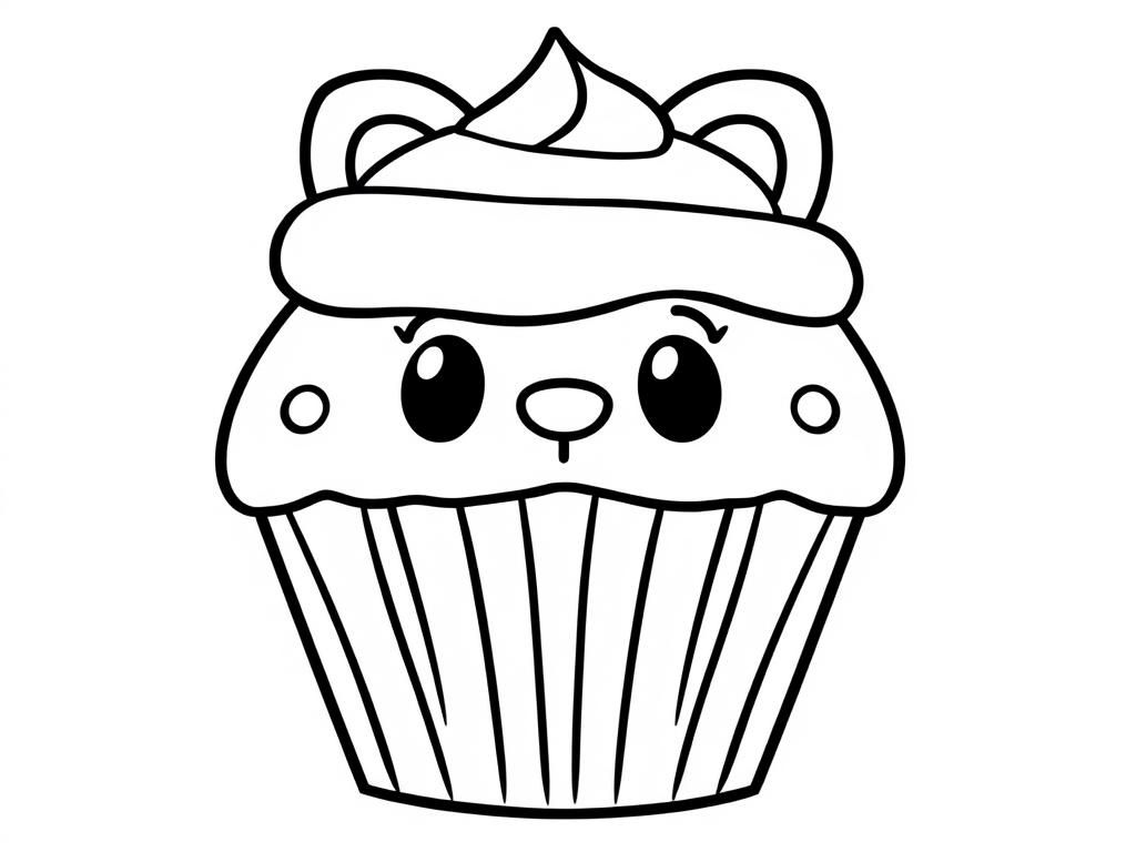 Cupcake Coloring Page For Kids