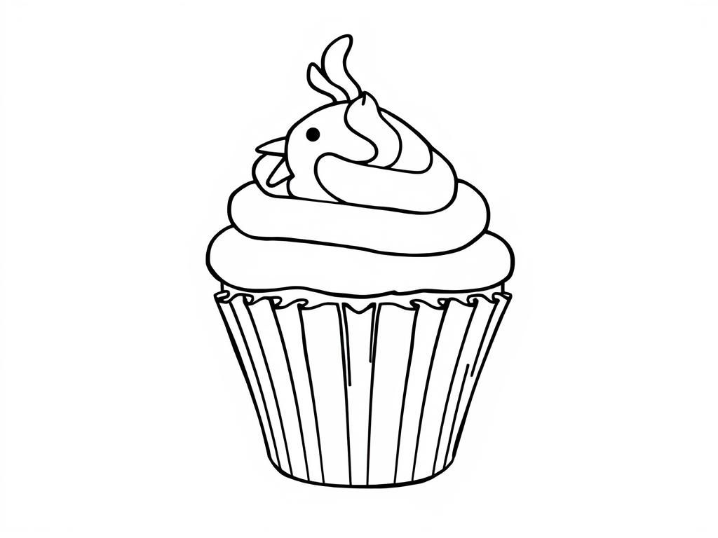Cupcake Bird Coloring Page