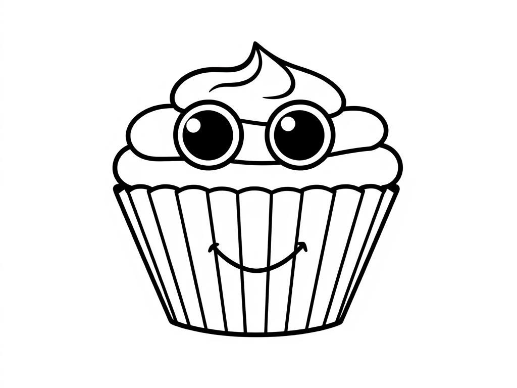 Cute Cupcake Coloring Page