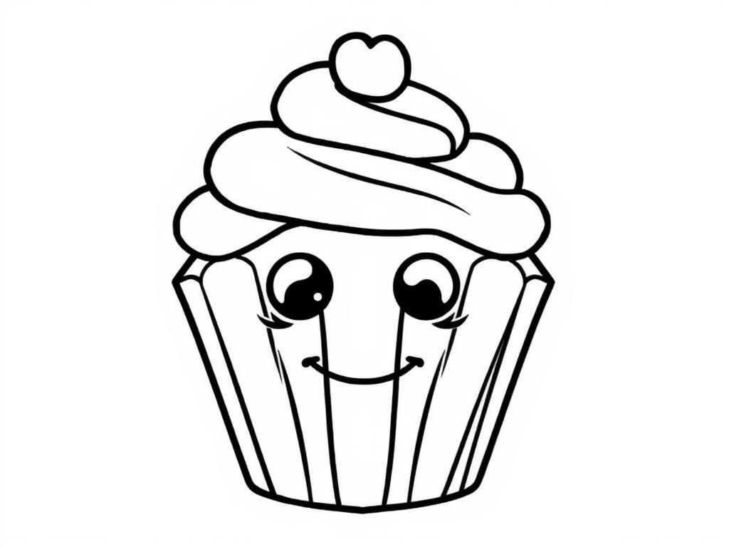 Cute Cupcake Coloring Page
