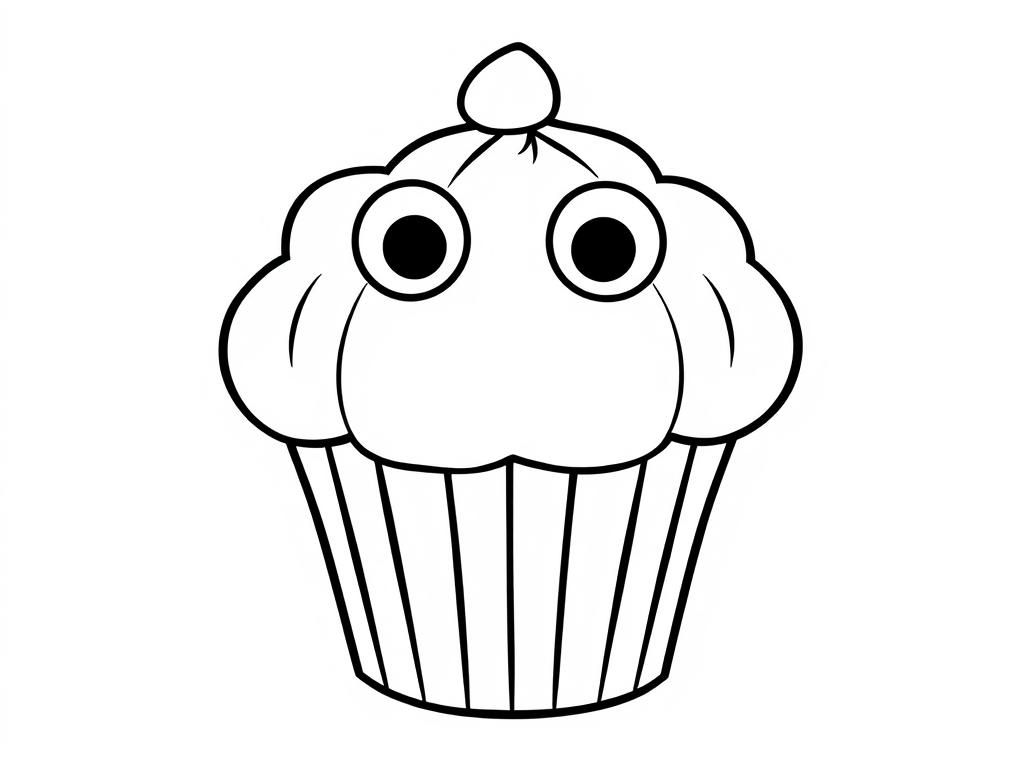 Cute Cupcake Coloring Page