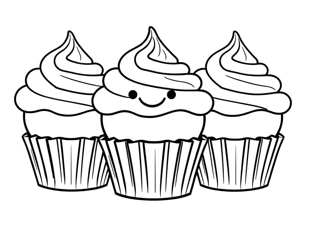 Cupcakes Coloring Page