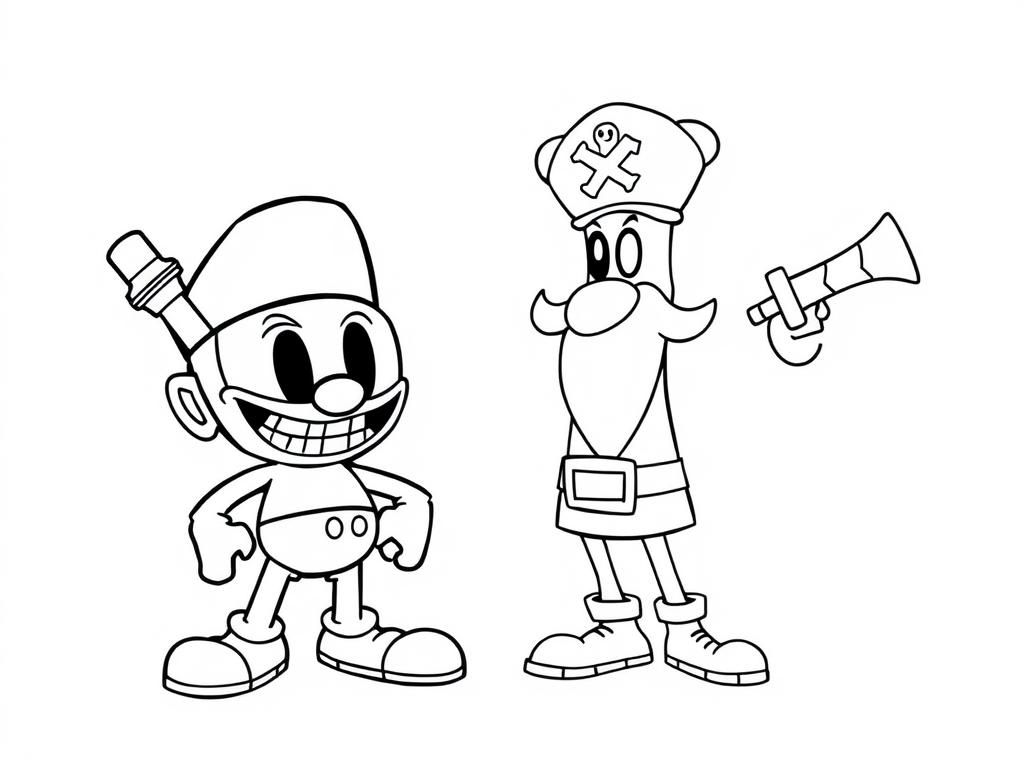 Cartoon Characters Coloring Page