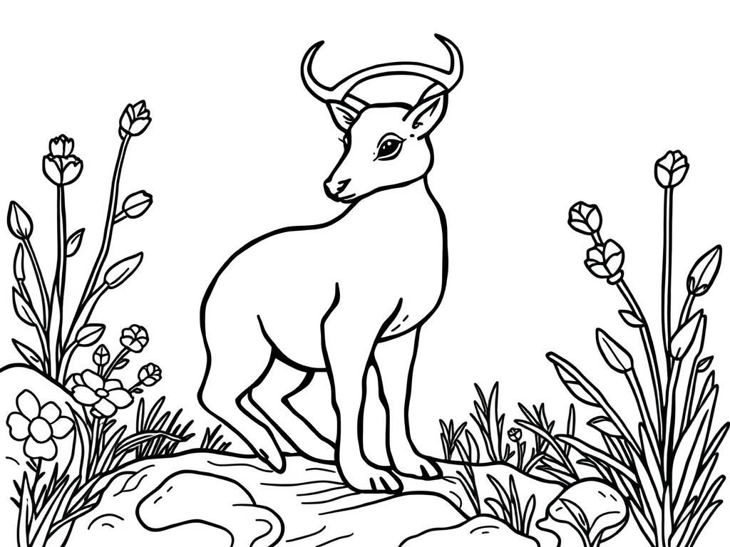 Deer in Nature Coloring Page