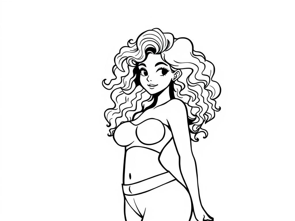 Woman in Bikini Coloring Page