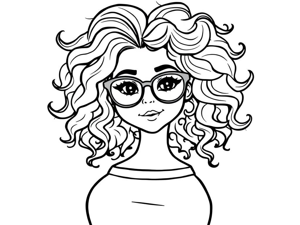 Girl with Curly Hair Coloring Page