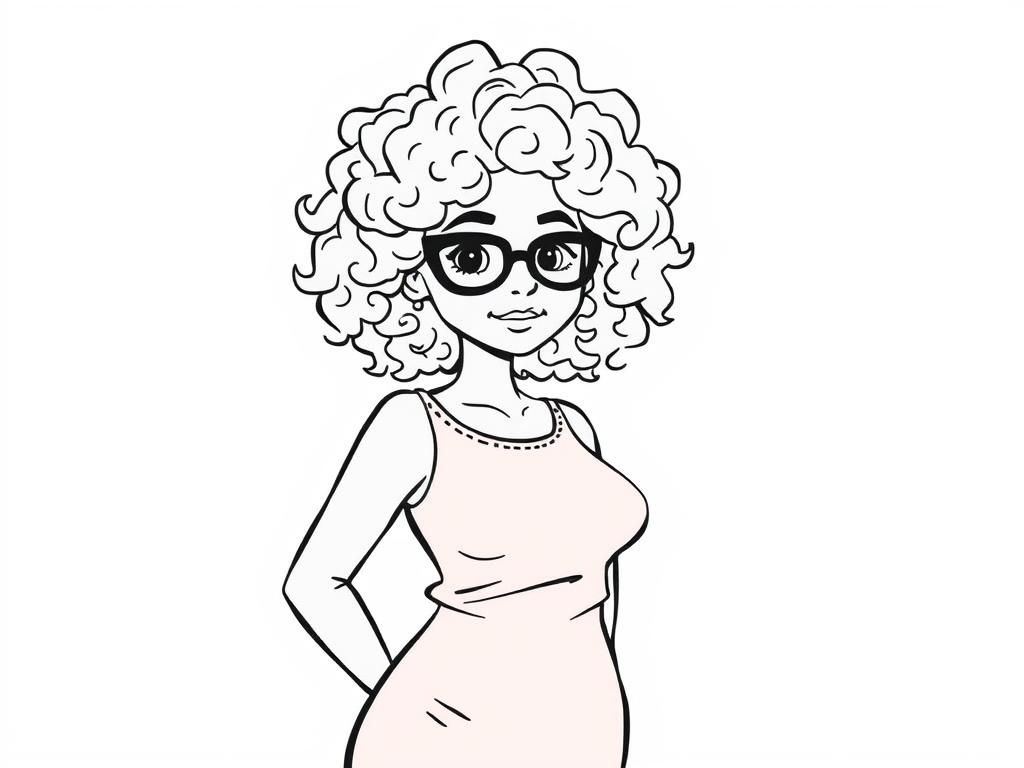 Woman With Curly Hair Coloring Page