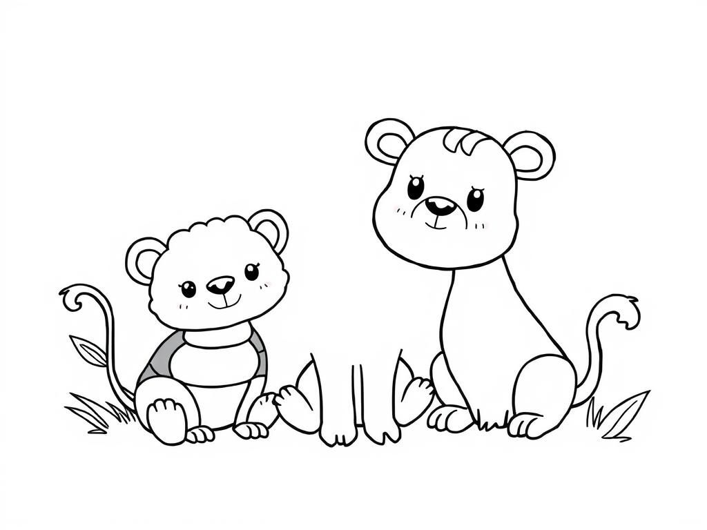 Lion Friends Coloring Page