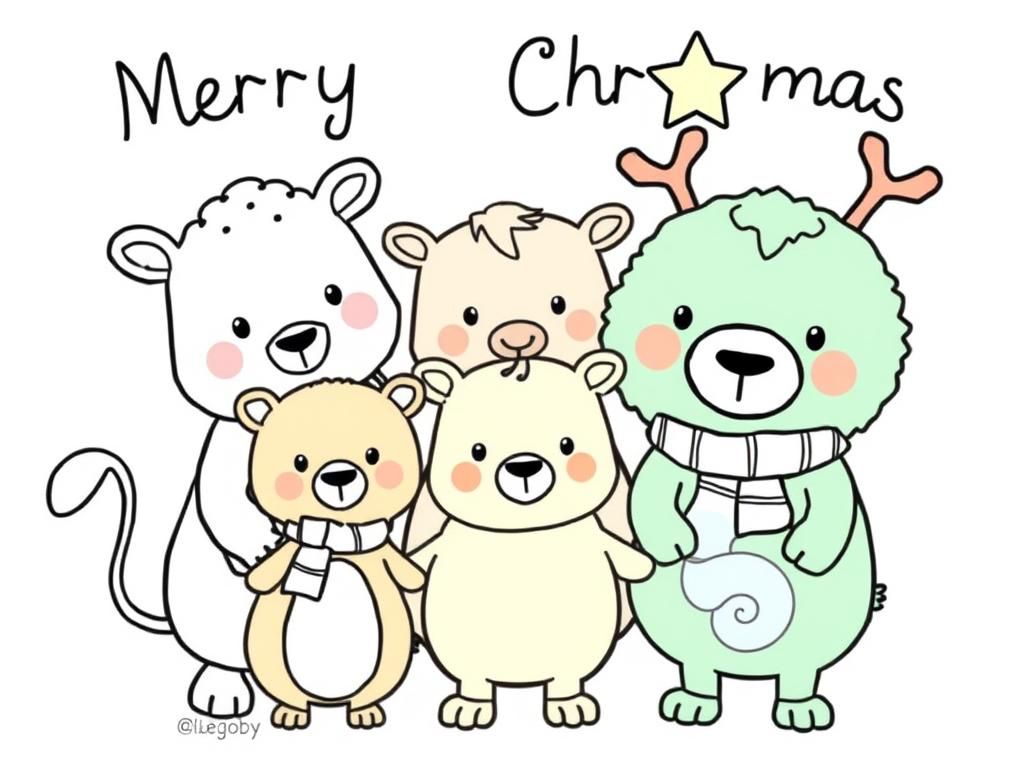 Vrolijk Kerstfeest Beren Kleurplaat