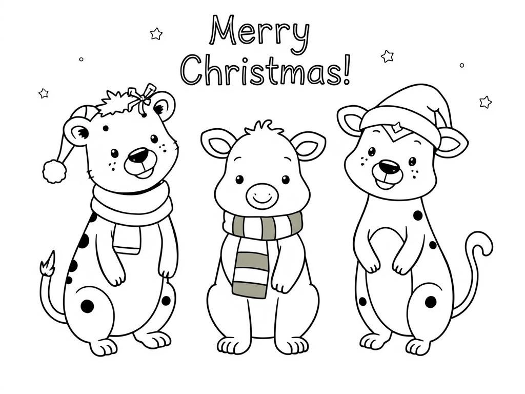 Holiday Animals Coloring Page
