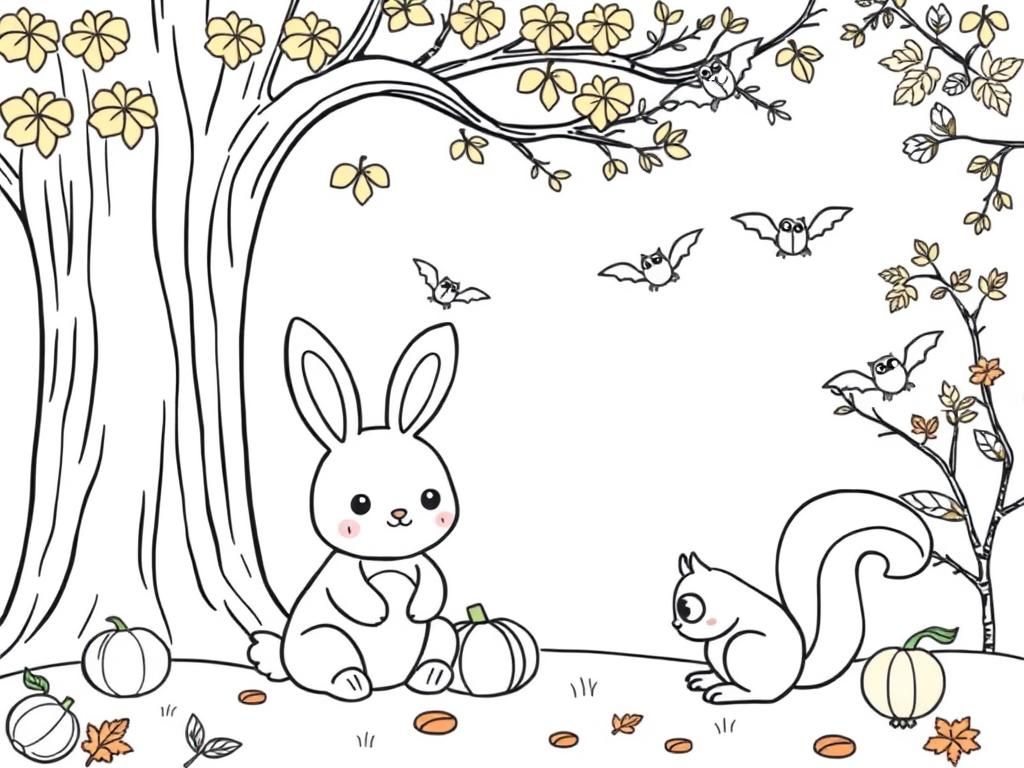 Autumn Friends Coloring Page