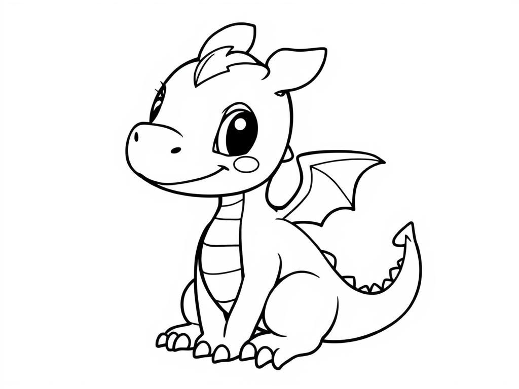 Schattige draak kleurplaat