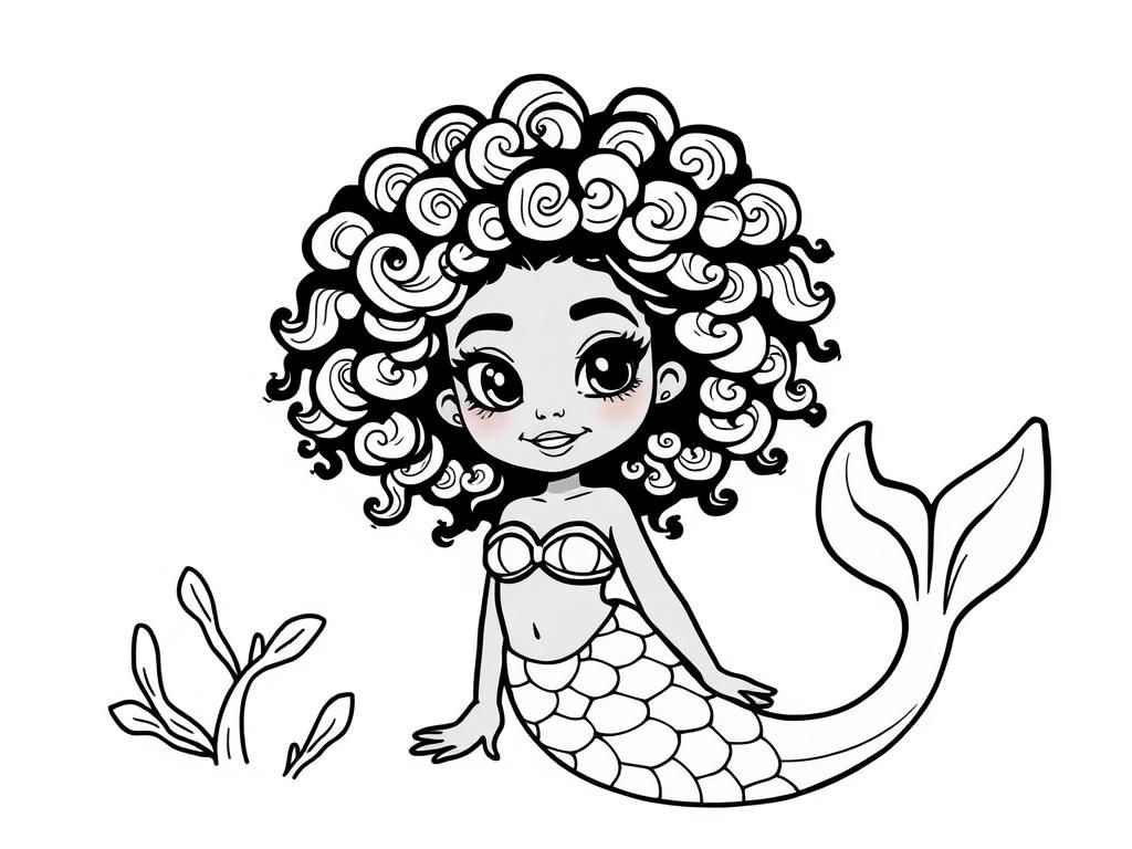 Mermaid Girl Coloring Page