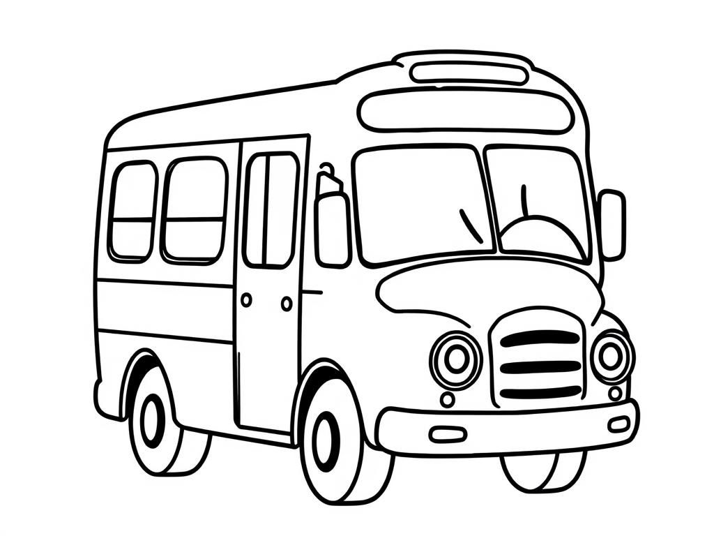 cute bus with eyes - Free Printable Coloring Page