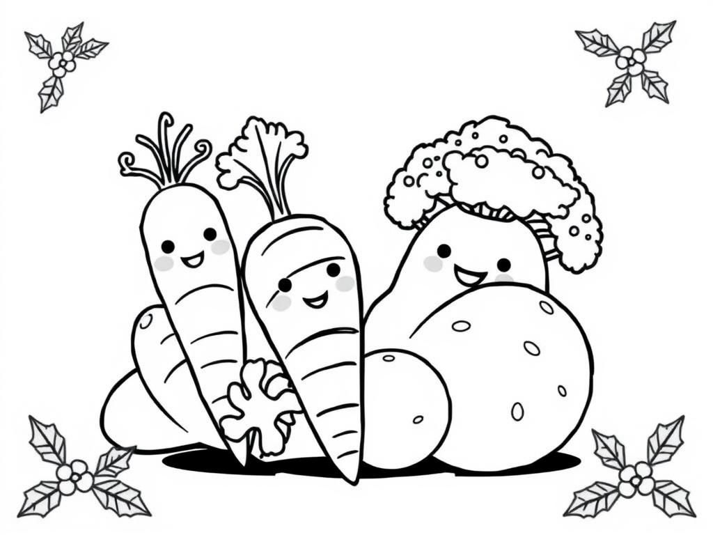 Vegetables Friends Coloring Page