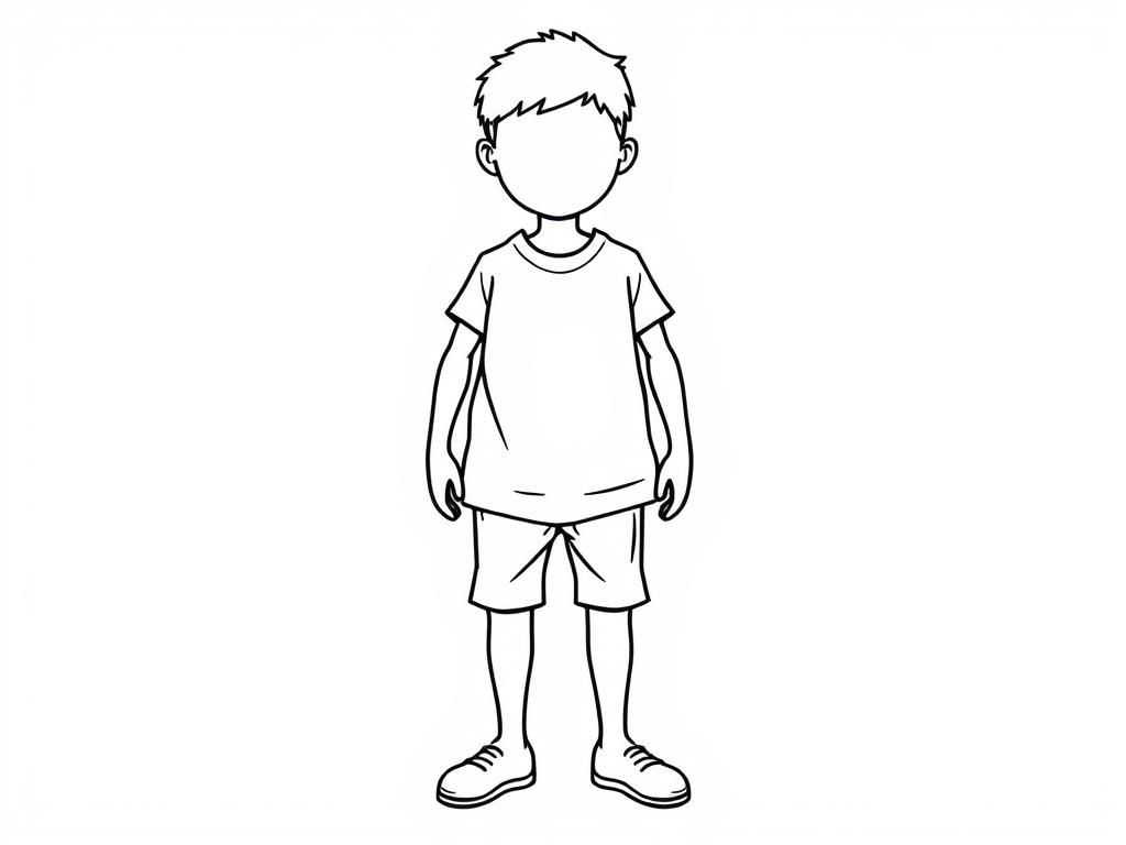 Boy Standing Coloring Page