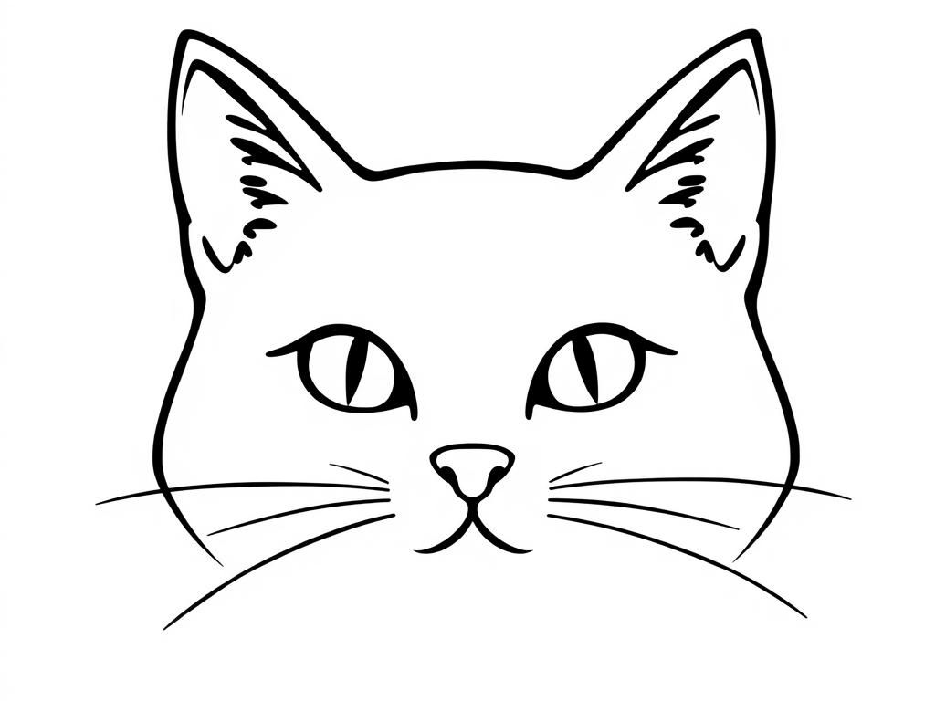 cute cat face silhouette - Free Printable Coloring Page