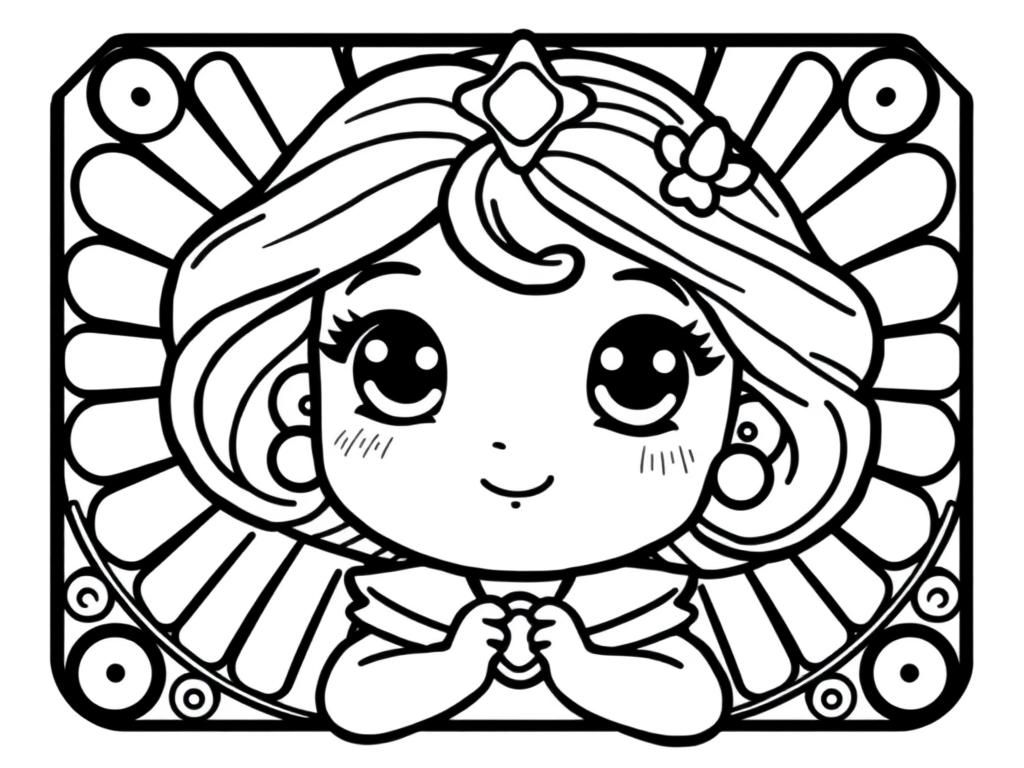cute chibi belle coloring page - Free Printable Coloring Page