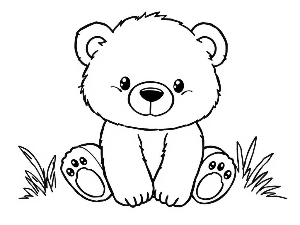 cute cuddly Baby bear - Free Printable Coloring Page