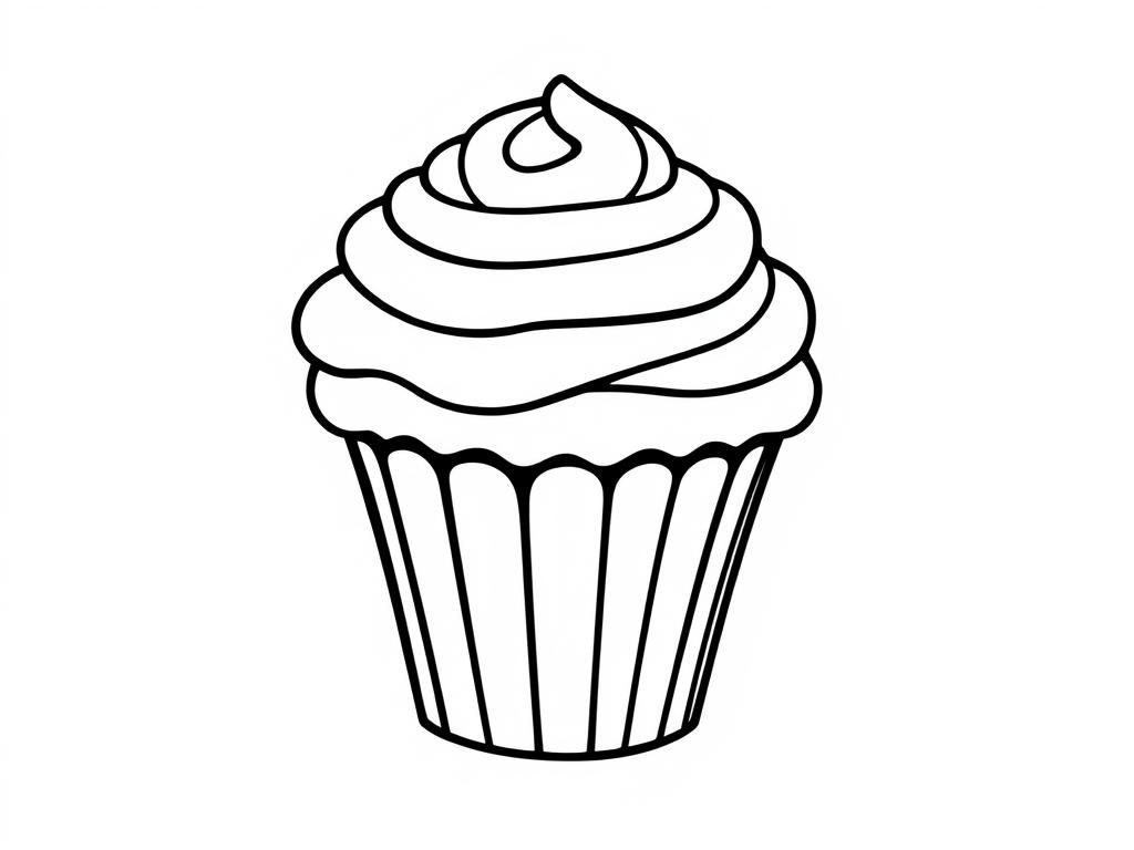 Coloring Page of a Cupcake