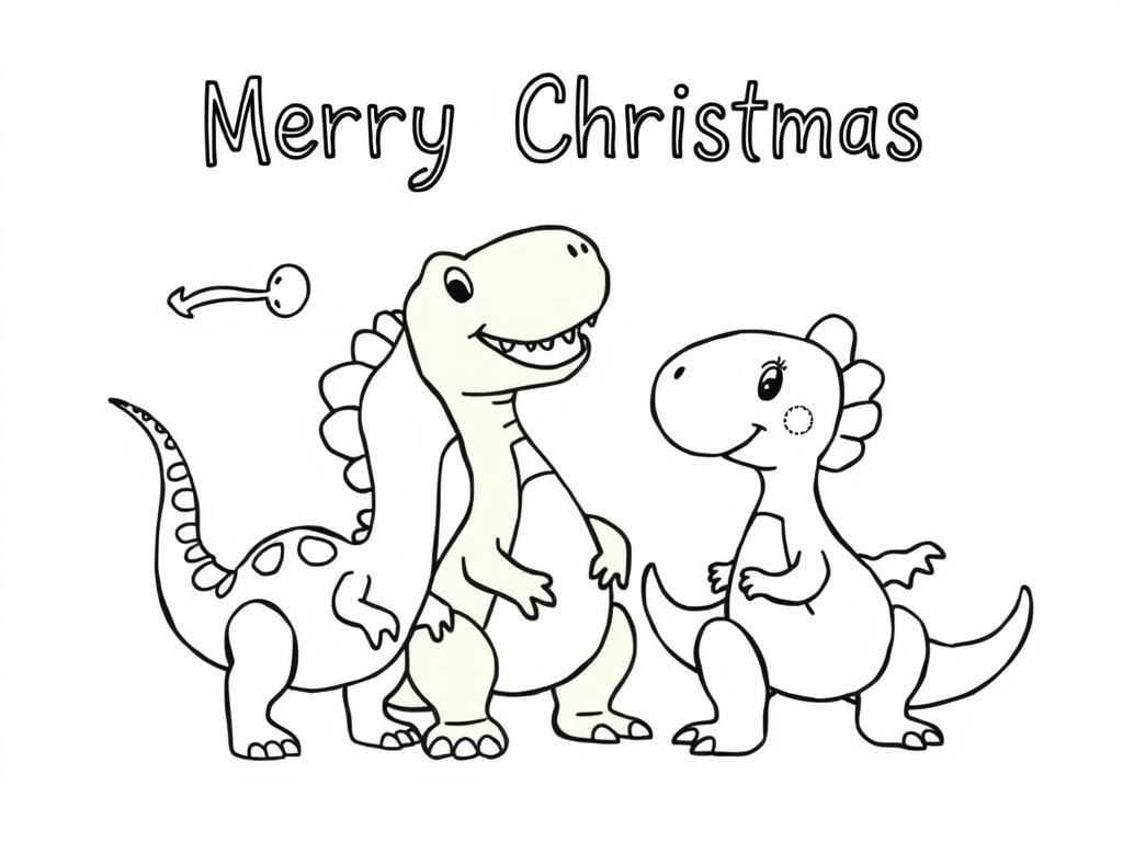 Dinosaur Christmas Coloring Page