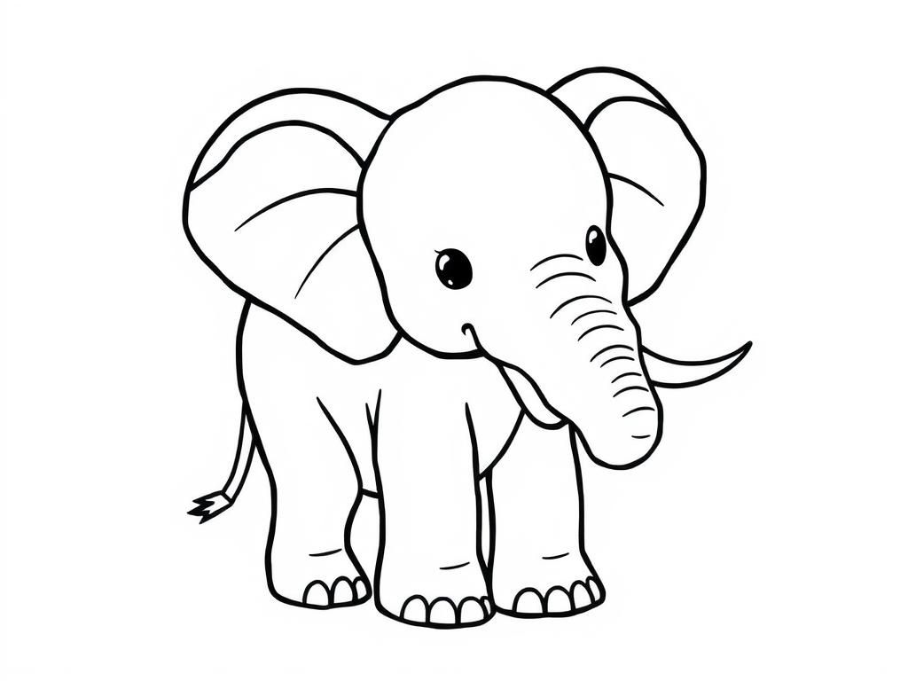 Kleurplaat van een babyolifant
