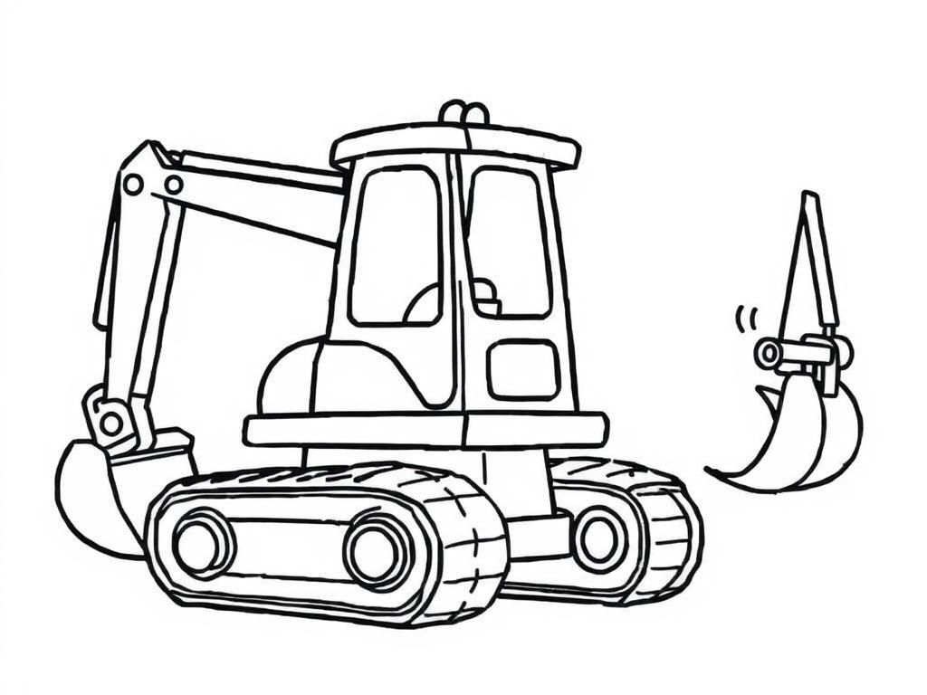 cute excavator - Free Printable Coloring Page