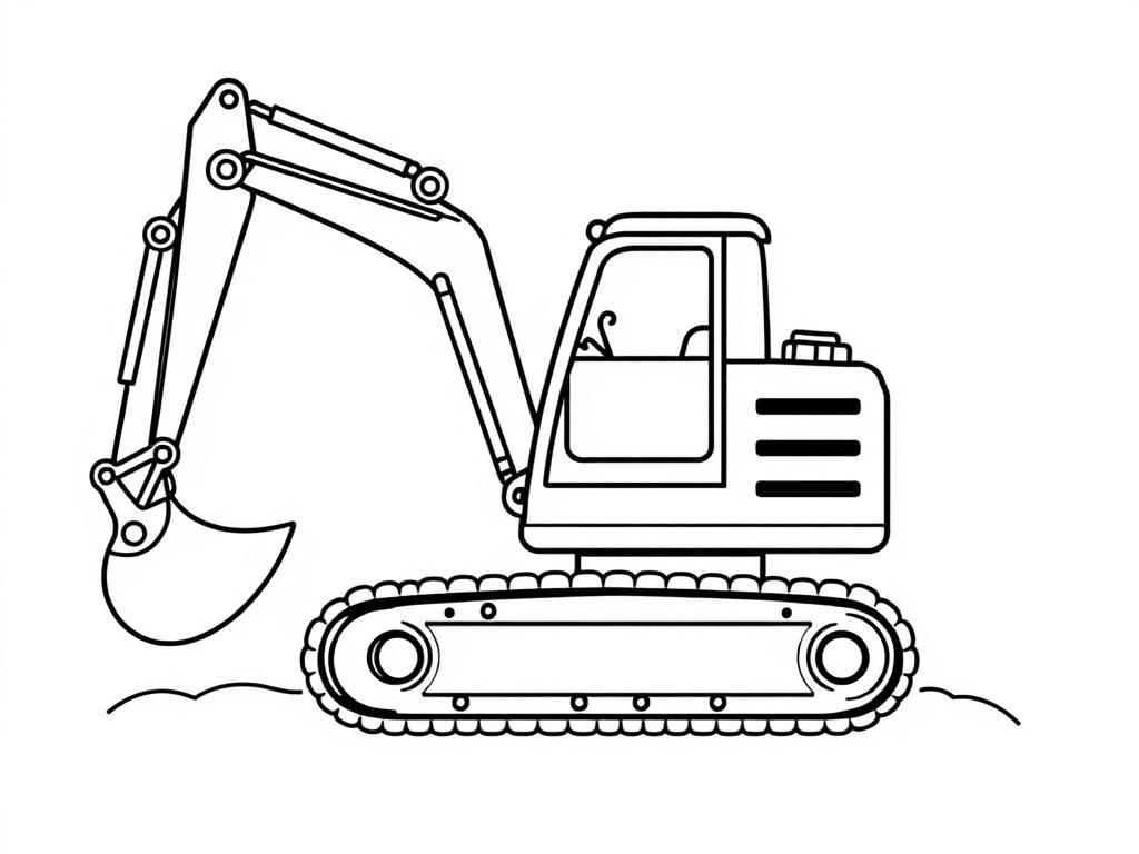 cute excavator - Free Printable Coloring Page