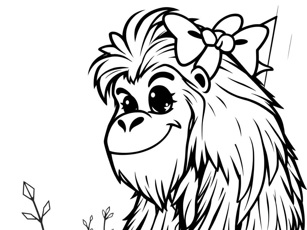 Coloring Page of a Happy Monkey
