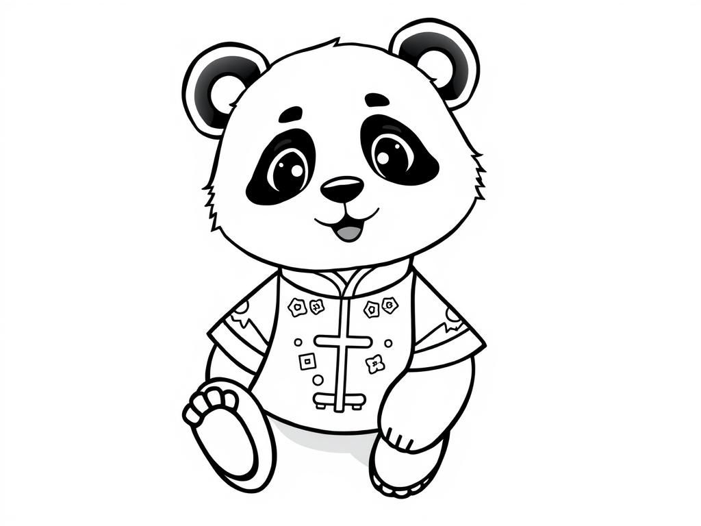 Preview of cute female panda with a chinese dress