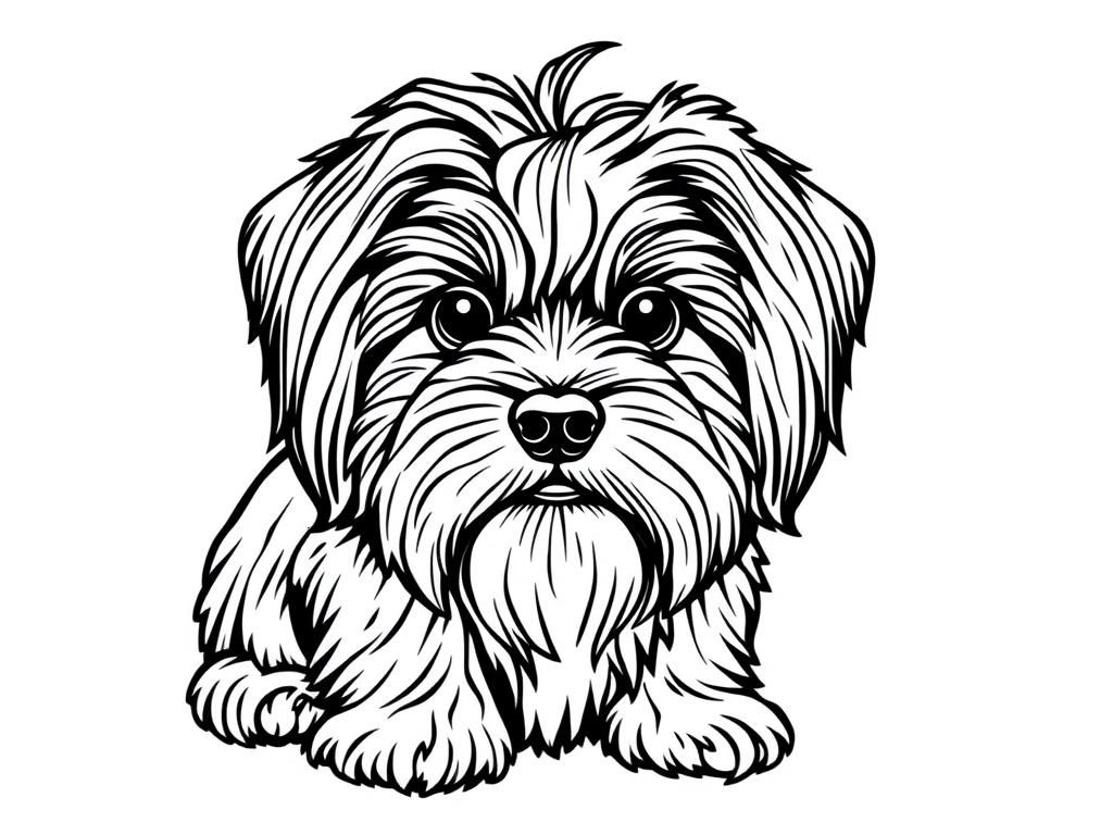 cute havanese dog - Free Printable Coloring Page
