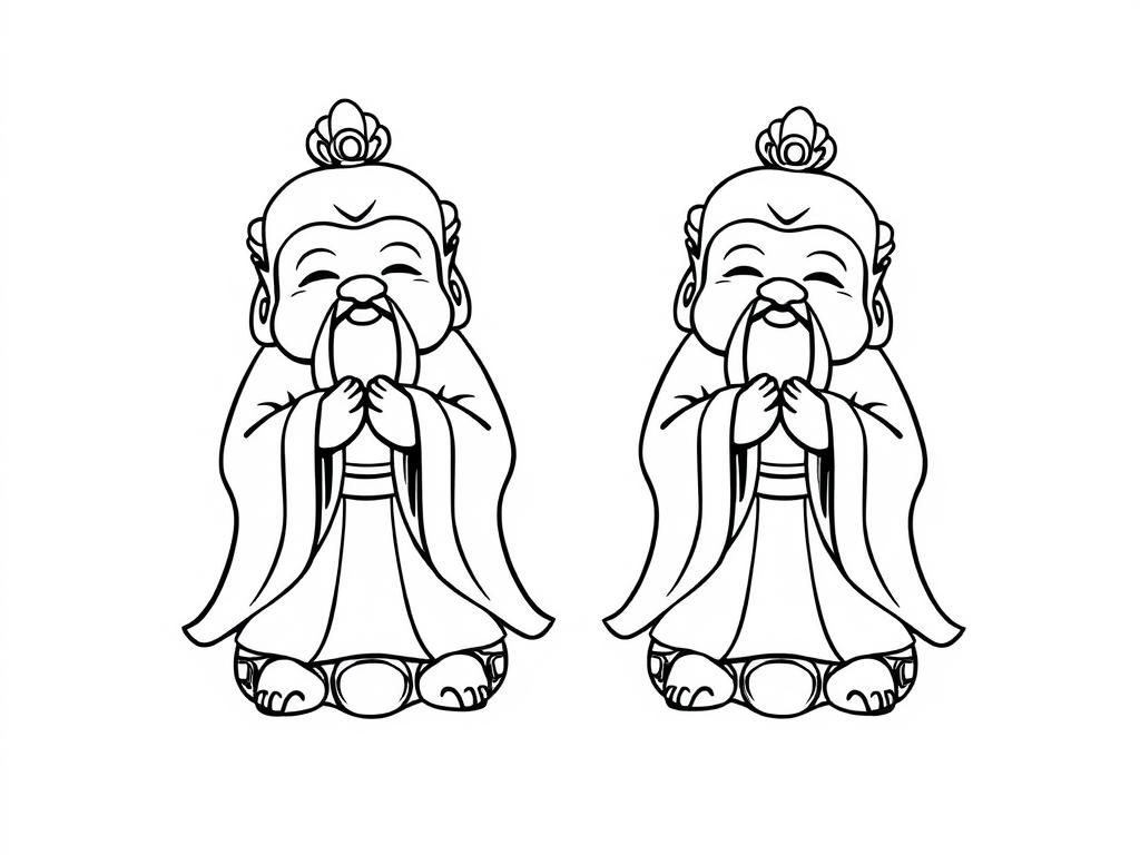 Cute jizu statues - Free Printable Coloring Page